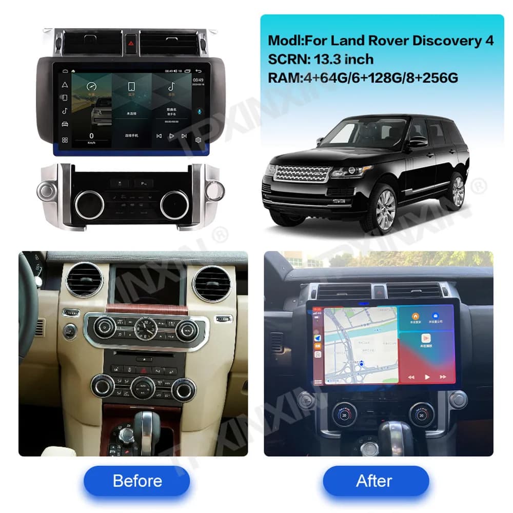 13.3"For Land Rover Discovery 4 2010~2016 Android Car Radio Stereo Automotive Multimedia Player GPS Navigation Carplay Head Unit