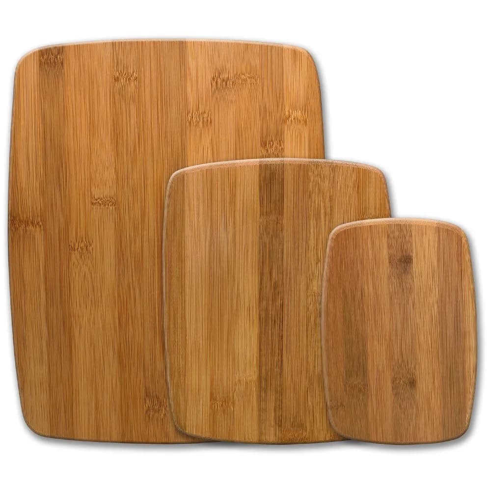 3 Piece Bamboo Cutting Board Set for Kitchen with Non Slip Sides and Juice Groove Eco Friendly Chopping Boards for Meat Vegetables and Fruits