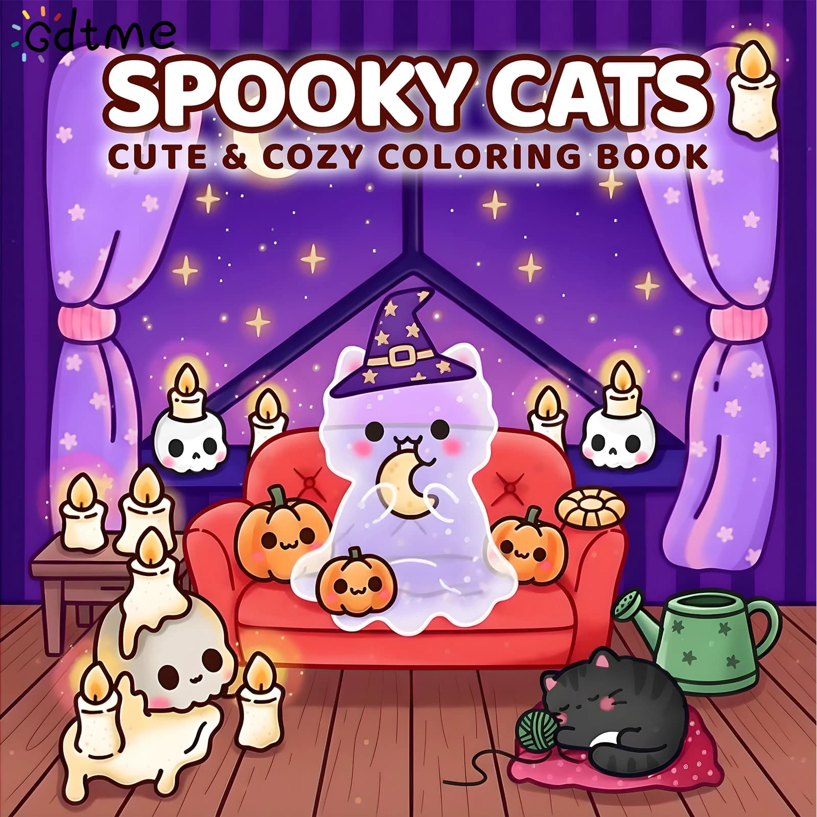 SPOOKSY CATS Adult Coloring Book, Cartoon Bold & Easy Line Patterns, Stress Relief Relaxation DIY Graffiti Painting Drawing Book