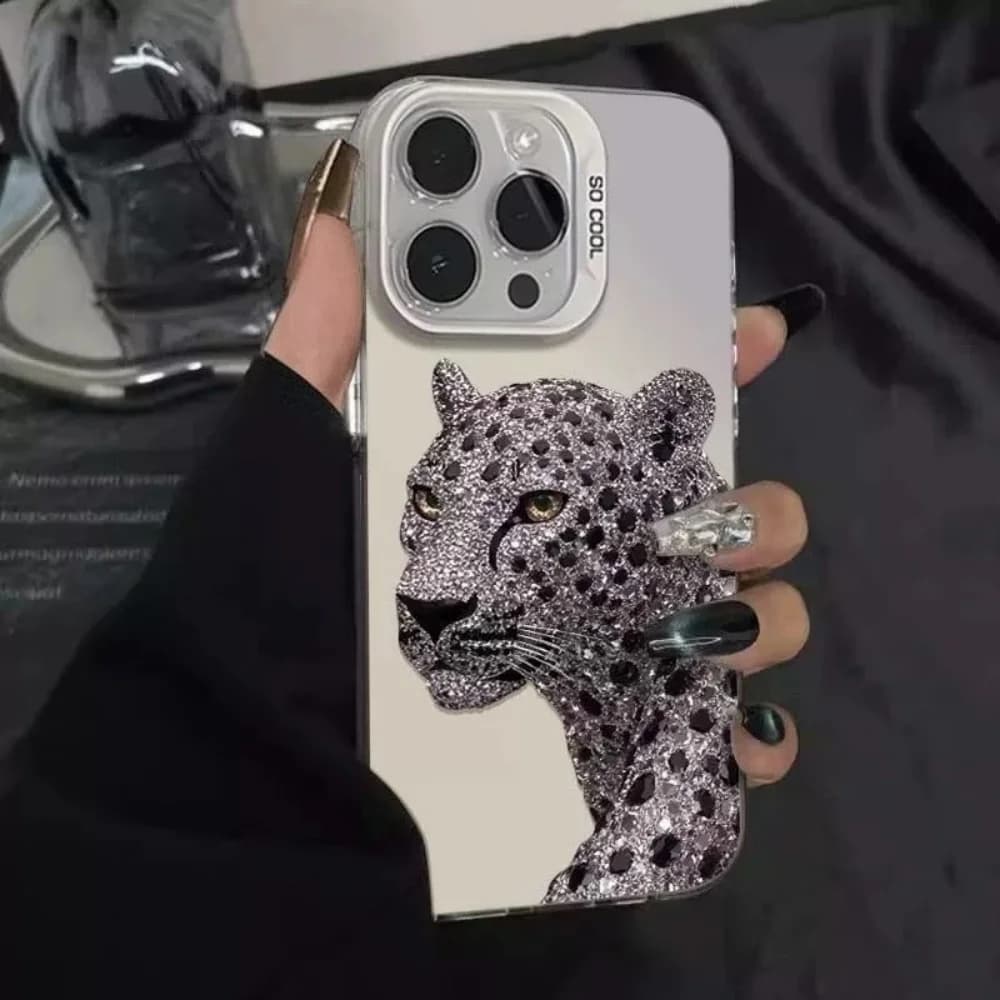 Cover per iPhone con motivo leopardato personalizzato per iPhone 12 13 Mini 11 14 15 16 17 Pro XS Max 8 7 Plus Air X XR, colorata e argentata