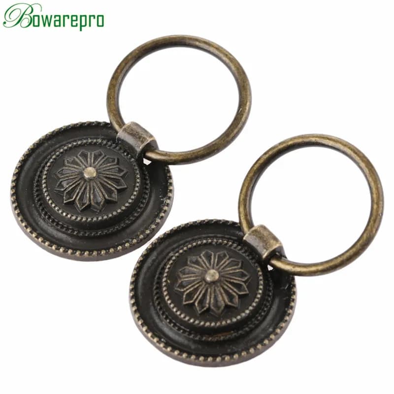 Maniglie e pomelli per cassetti dell'armadio da 2 pezzi, diametro 30 mm, pomello ad anello rotondo vintage per cassetto del comò, porta dell'armadio, bronzo antico