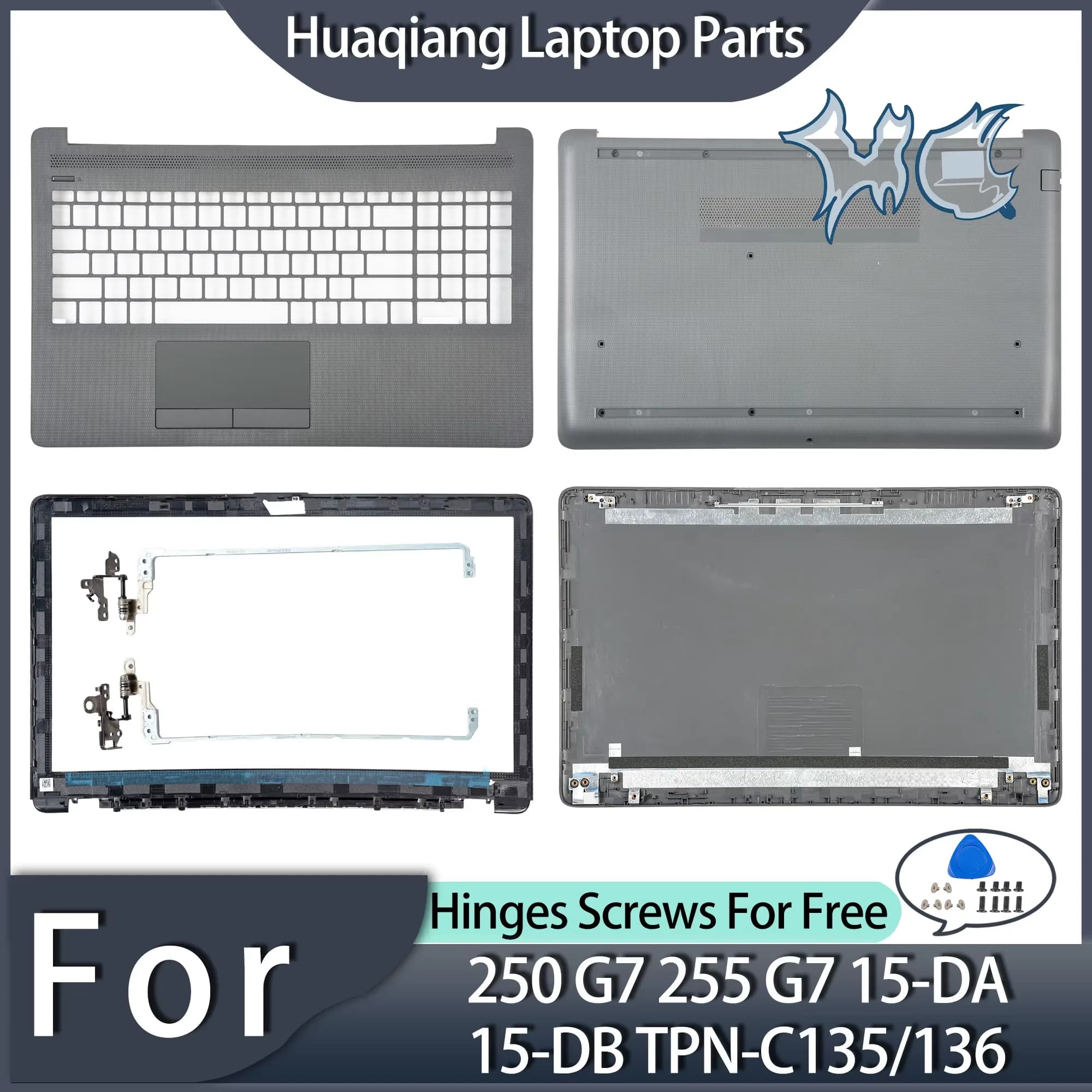 Nuove Parti Per 250 G7 255 G7 15-DA 15-DB TPN-C135/136 LCD Della Copertura Posteriore Lunetta Palmrest Cerniere Inferiore Custodie per Notebook riparazione L20433