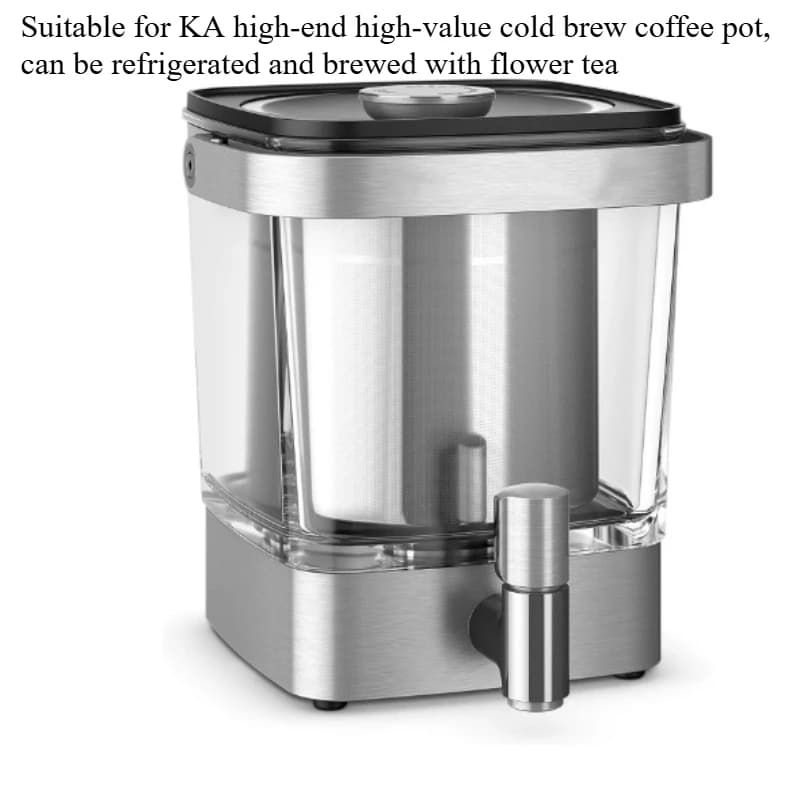 Suitable for 42 Oz 1.2L Brushed Stainless Steel Cold Brew Coffee Maker, Filter Barrel for Kitchenaid