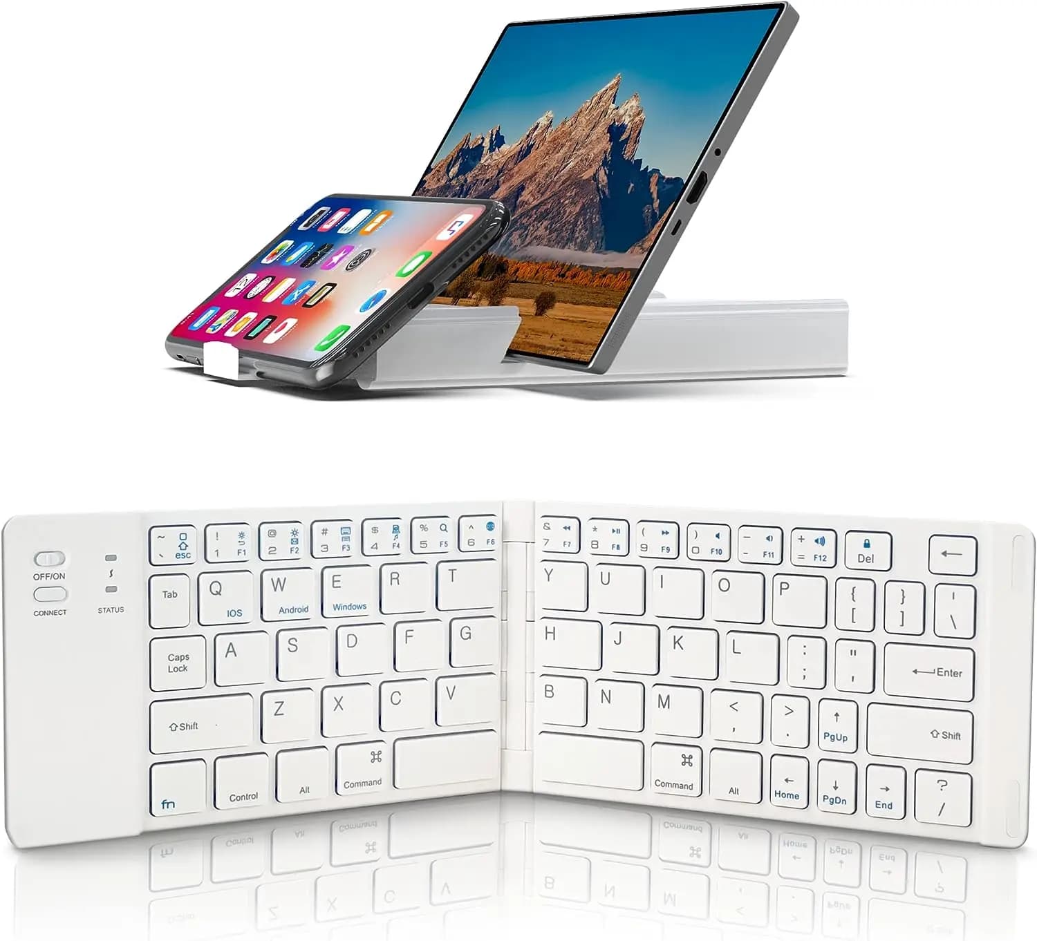 QWERTY Scissor Slim Mini Folding Wireless Keyboard Aluminum Alloy Portable Bluetooth Keyboard for Tablet