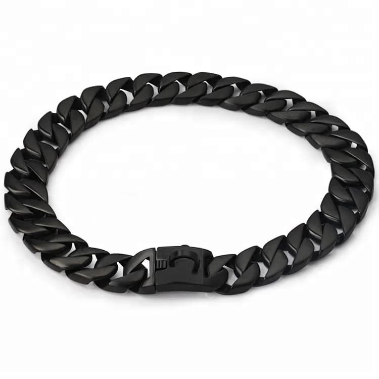 Collare per cani con catena in metallo nero fatto a mano in acciaio inossidabile 316l 23mm 32mm per Pitbull, Doberman, Bulldog, Rottweiler