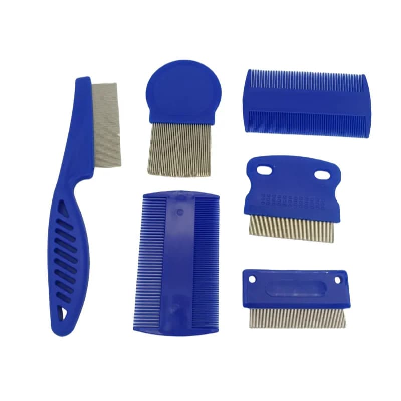 6 pz/set pettine per pulci per animali domestici pettine per pidocchi in acciaio inossidabile pettine per cani a denti fini pettini per toelettatura per gatti strumento per Dematting Pet Tear Stain Remove