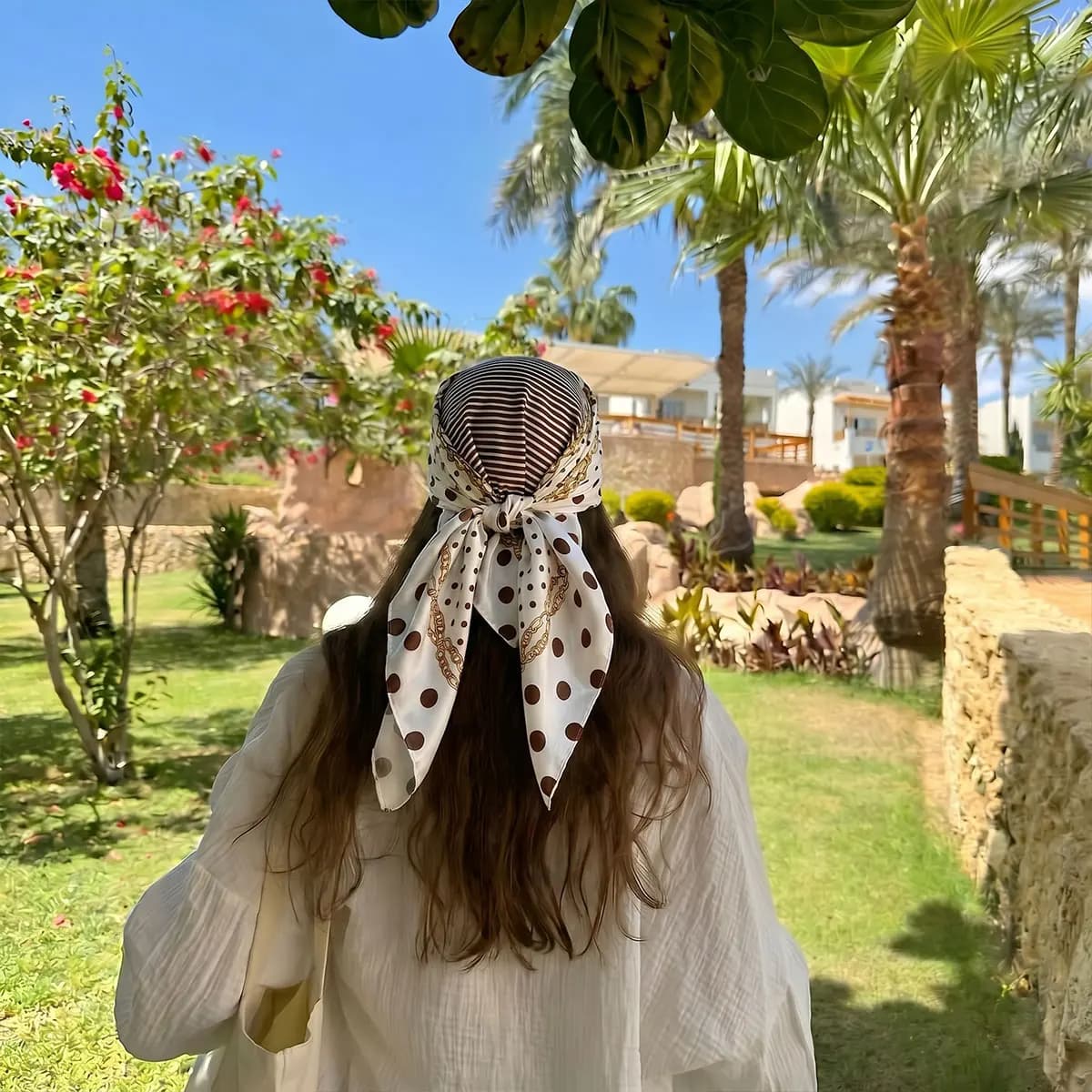 Nuovo Foulard Quadrato in Seta da 90 cm di Lusso con Stampa a Pois 2026 per Donna, Hijab, Fascia per Capelli, Sciarpa, Nastro, Fascia per la Testa