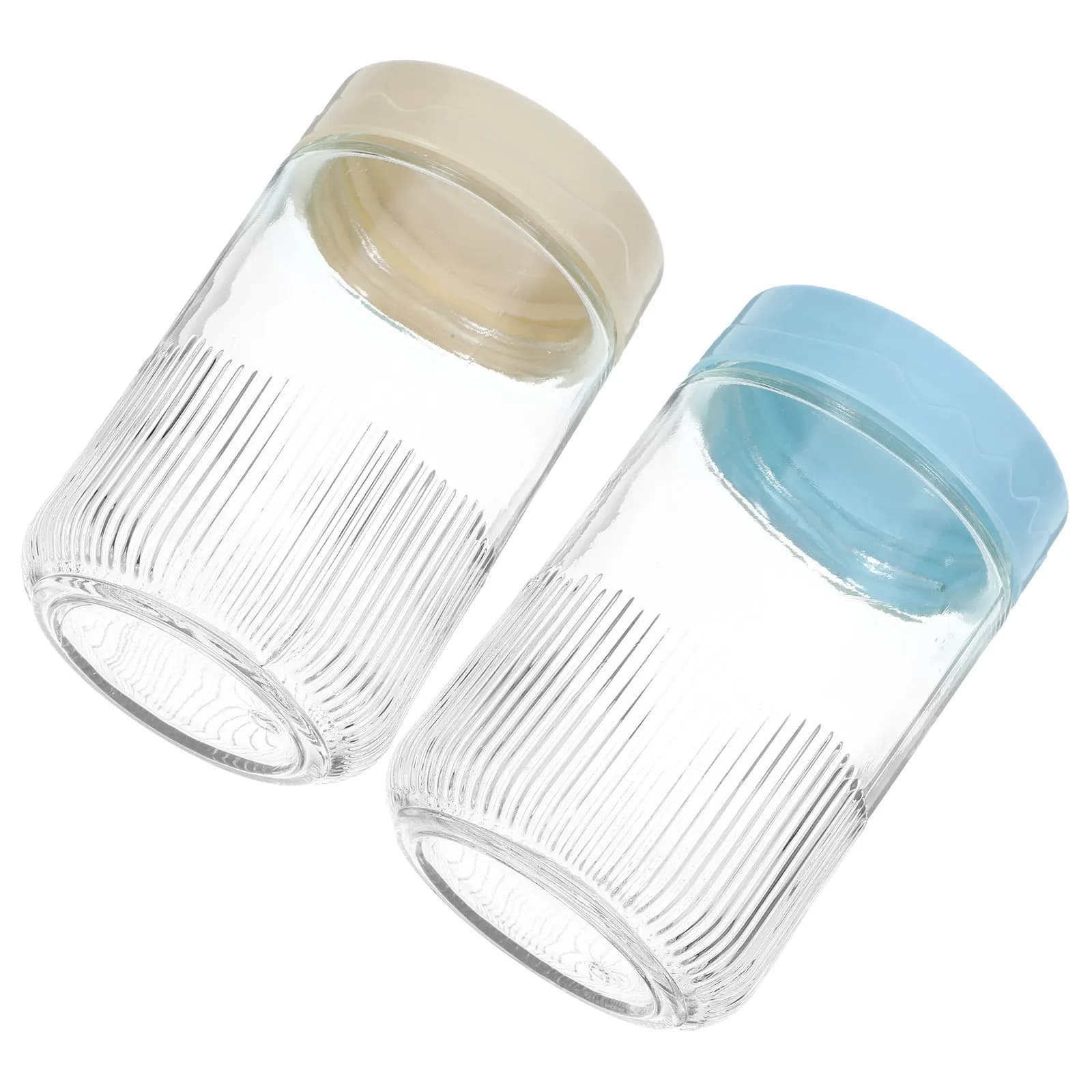 2Pcs Glass Tea Jar Airtight Food Storage Canister Kitchen Canisters Set for Coffee Beans Dried Fruit Cereals Grains Sugar Salt
