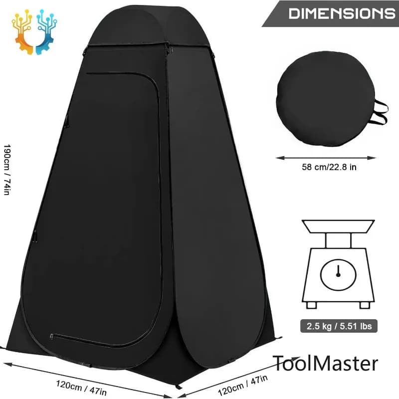 【2026】1 set Tenda da bagno per esterni 120cmx120cmx190cm con tappetini e impermeabilizzazione per spogliatoi e bagni (quattro postazioni)