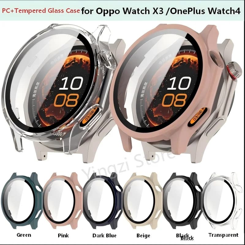 Custodia in PC + Vetro Temperato per OnePlus Watch 4, Protezione Completa Antiurto per Smartwatch Oppo Watch X3, Accessorio Guscio Protettivo