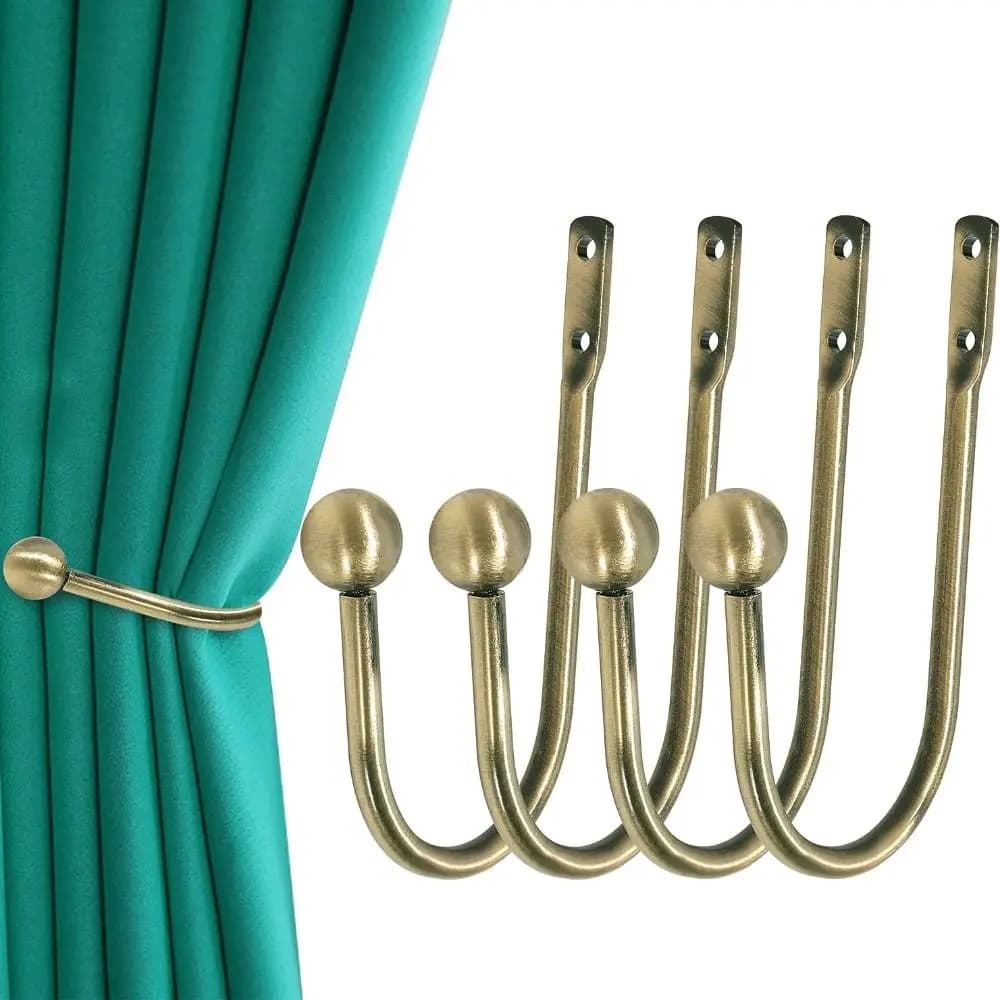 4 Pcs New Aluminium Alloy Metal Curtain Holdbacks 5.92 Inches U-bend Curtain Fixing Hook Room Decoration Hooks Curtain