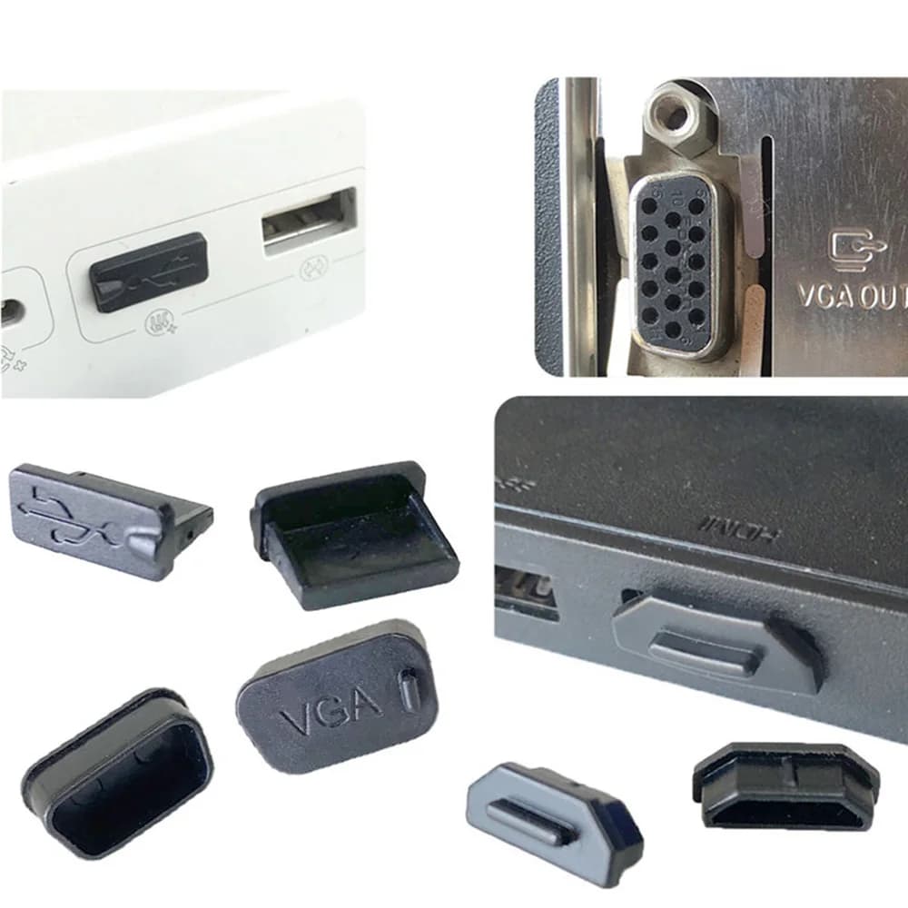 10 pz/lotto Per USB VGA HDMI-Compatibile Copertura Protettiva Coperture In Gomma Tappo Antipolvere Per USB HDMI-Compatibile Connettore