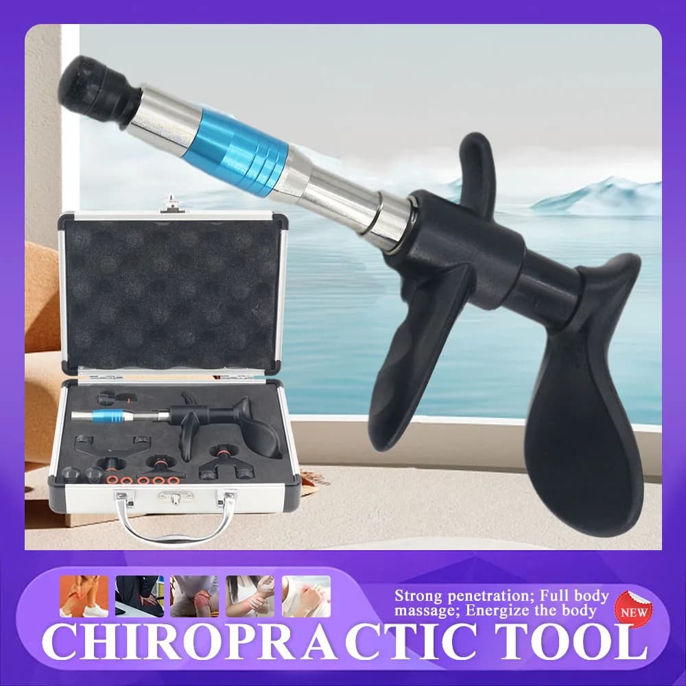 Strumenti per Regolazione Chiropratica 300N 4 Testine Pistola per Trattamento Vertebrale, Dolori ai Arti, Adattamento della Colonna Vertebrale, Nuova Pistola Massaggiante Portatile