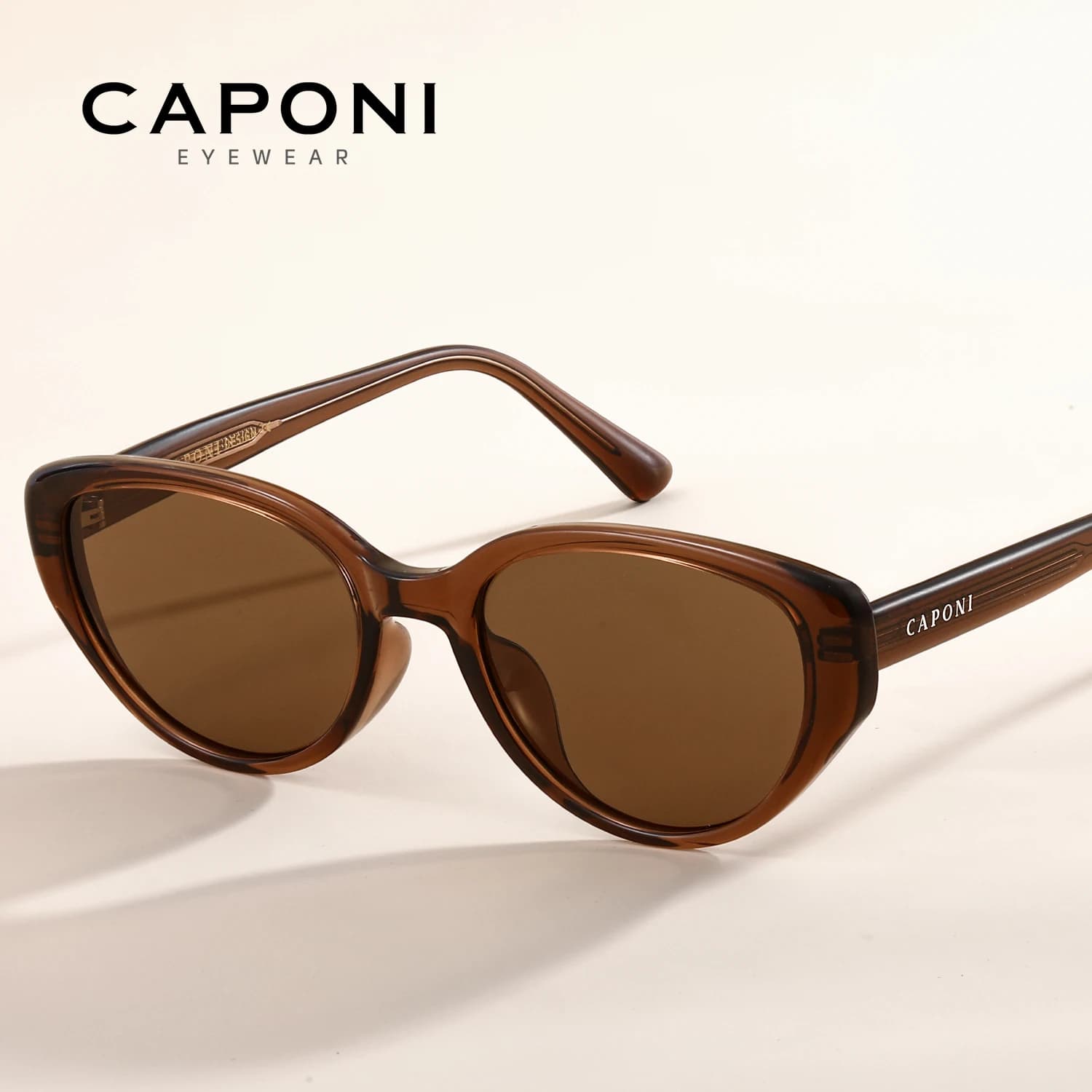 Women's Polarized Sunglasses Fashion Outdoor Design Vintage Brand Cat Eyewear TR90 Brown UV400 Brown Shadow CP23096
