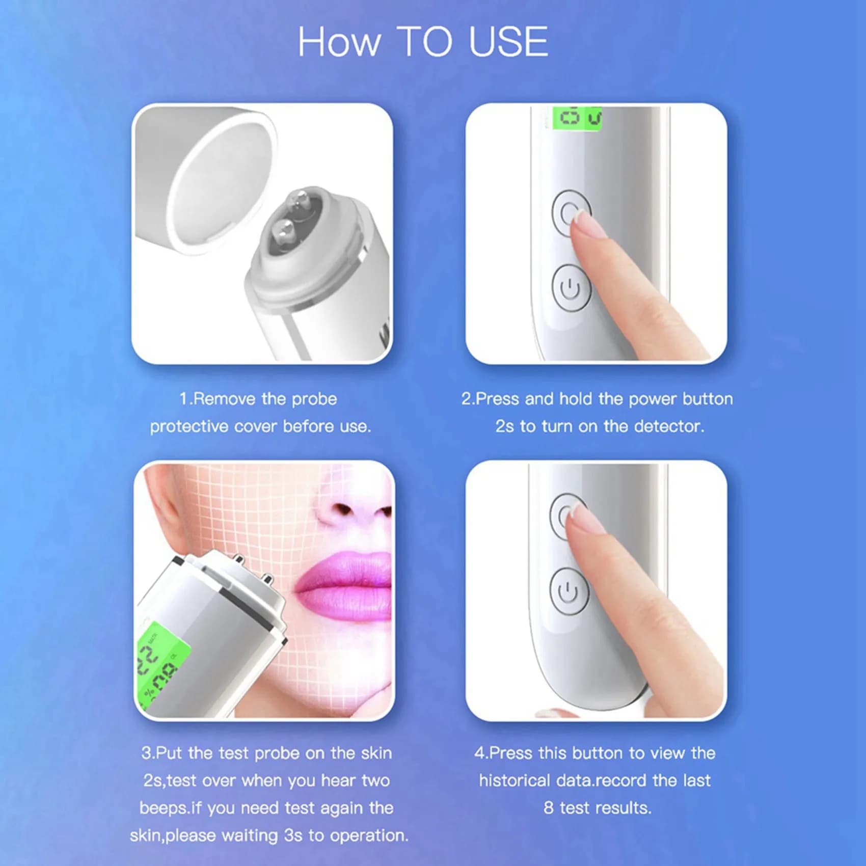 【24H-SALE!】2X Skin Moisture Tester Smart Water And Oil Tester LCD Display Facial Skin Moisture Meter Fluorescent Agent Detector