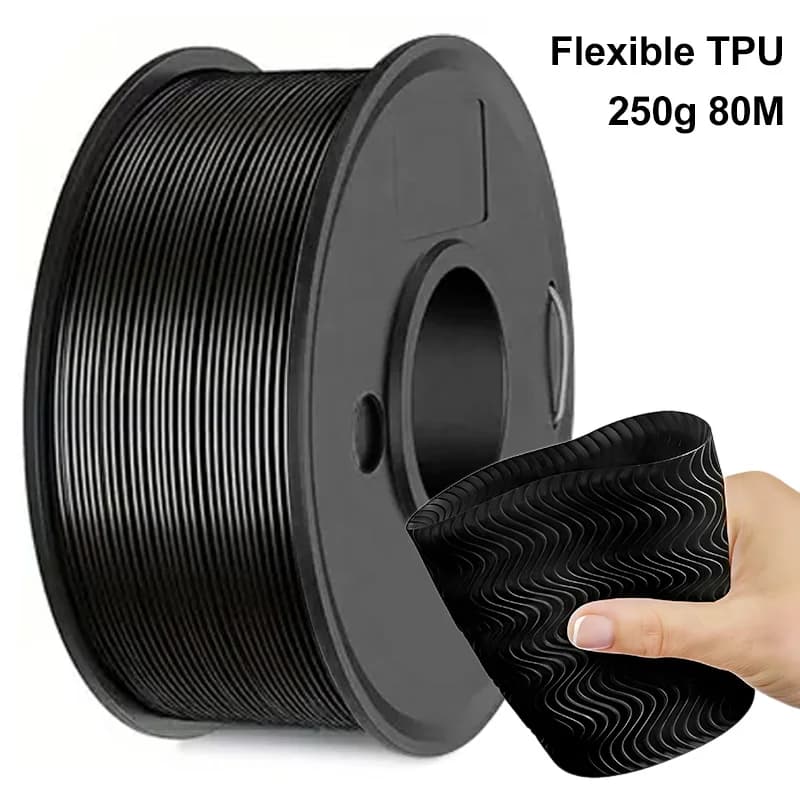 Filamento flessibile per stampante 3D in TPU 250 g (0,55 libbre) 1,75 mm lunghezza 80 m, nero, bianco