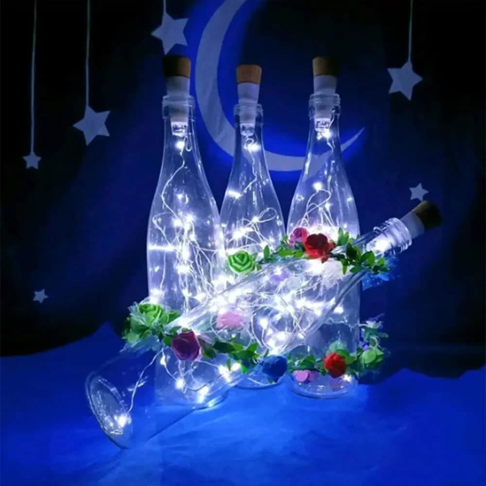 1Pc Bottiglia di sughero Fata Luce 2m 20 LED USB ricaricabile Decorazione per interni Lampada a corda di Natale per camera da letto Festa in casa Matrimonio
