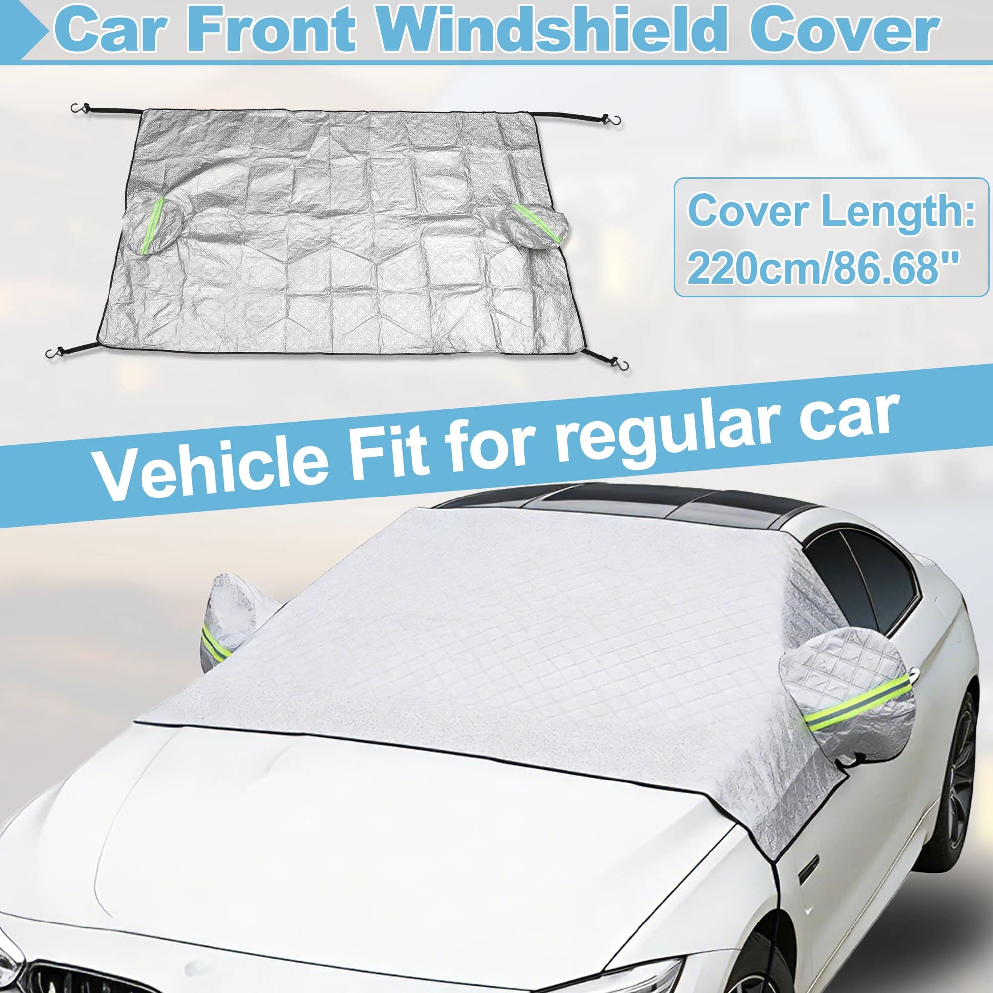UXCELL Universal Car Cover Car Front Windshield Cover Winter Frost Snow Cover Double-Layer Needle-Punched Cotton 220x145cm
