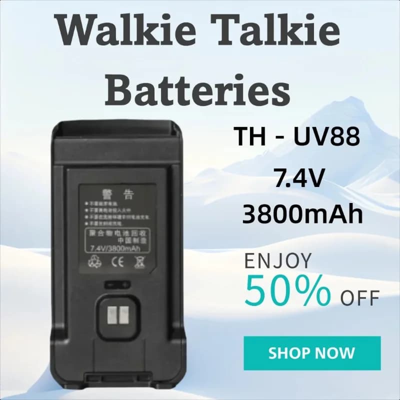 Batteria al litio da 7,4 V 3800 mAh per TYT TH - UV88 Power Walkie Talkie Accessori Ricetrasmettitore portatile Radio bidirezionale