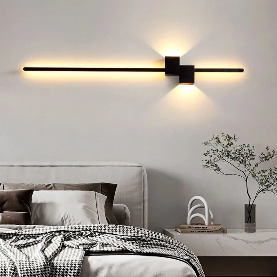 Modern Black Long Strip Wall Light for Bedroom Bedside Living Room Sofa TV Background Kitchen Stair Nordic Decor Sconces Light