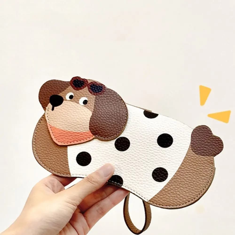 Custodia Portatile in Pelle PU per Occhiali, Protezione per Occhiali da Sole e da Vista, Stile Coreano con Cordino, Sacchetto per Occhiali da Sole
