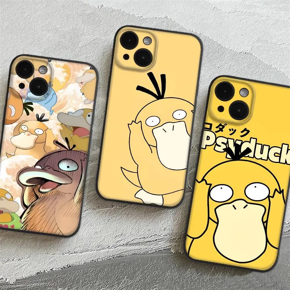 Custodia per telefono C-Cartoon Anime P-Psyduck per Apple iPhone 16,15,14,13,12,11,Pro,Max, Mini Wave Oil Back Custodia per telefono corta