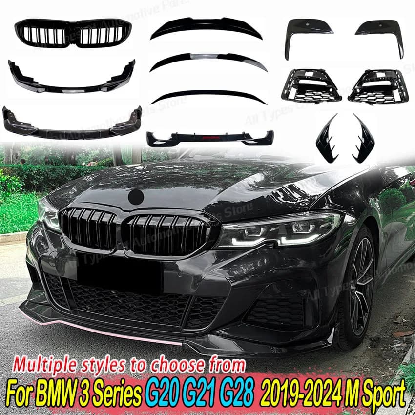 Per BMW Serie 3 G20 G21 G28 320i 320d 325i 330i M340i M340d 2019 2020+ Kit Carrozzeria M Sport Spoiler Diffusore Splitter Griglia Tuning