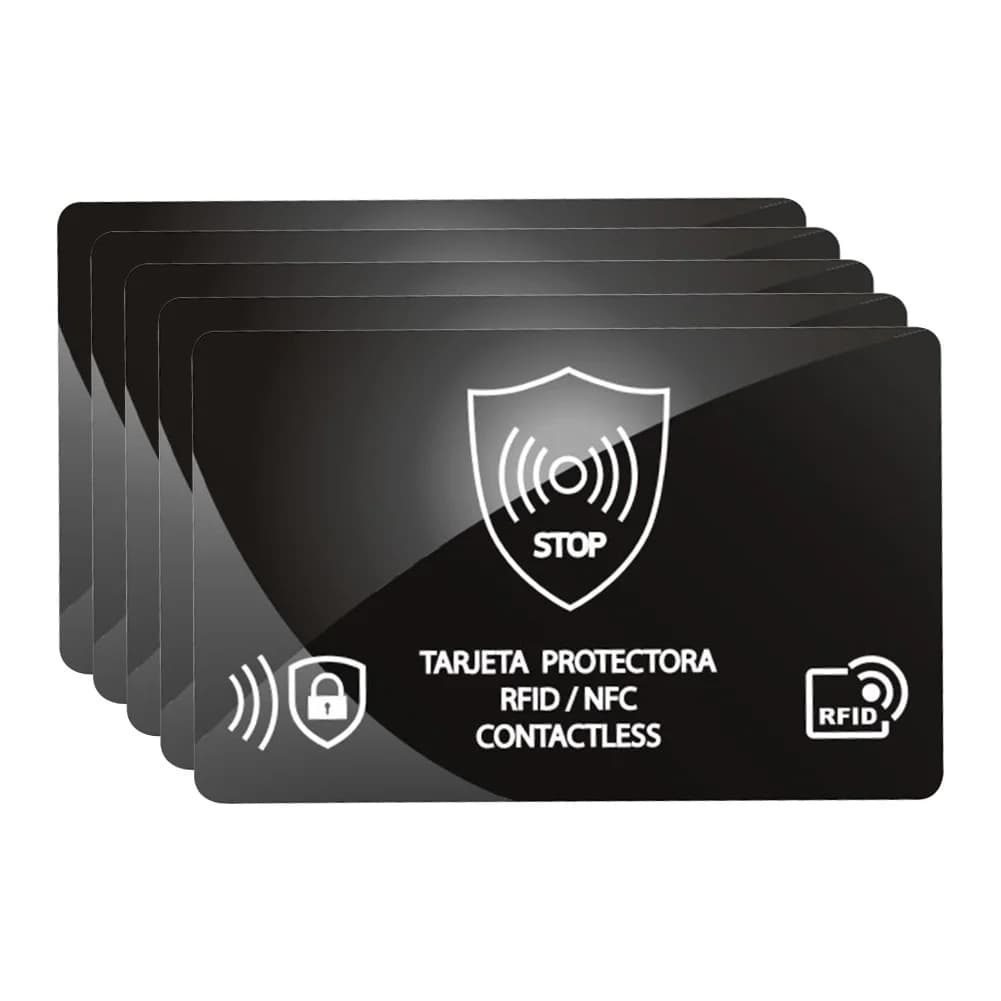 Set di 5 Carte Anti-RFID, Protegge Tutto il Portafoglio, Blocco RFID Ultra Sottile e Portatile, Protettore per Carte di Credito
