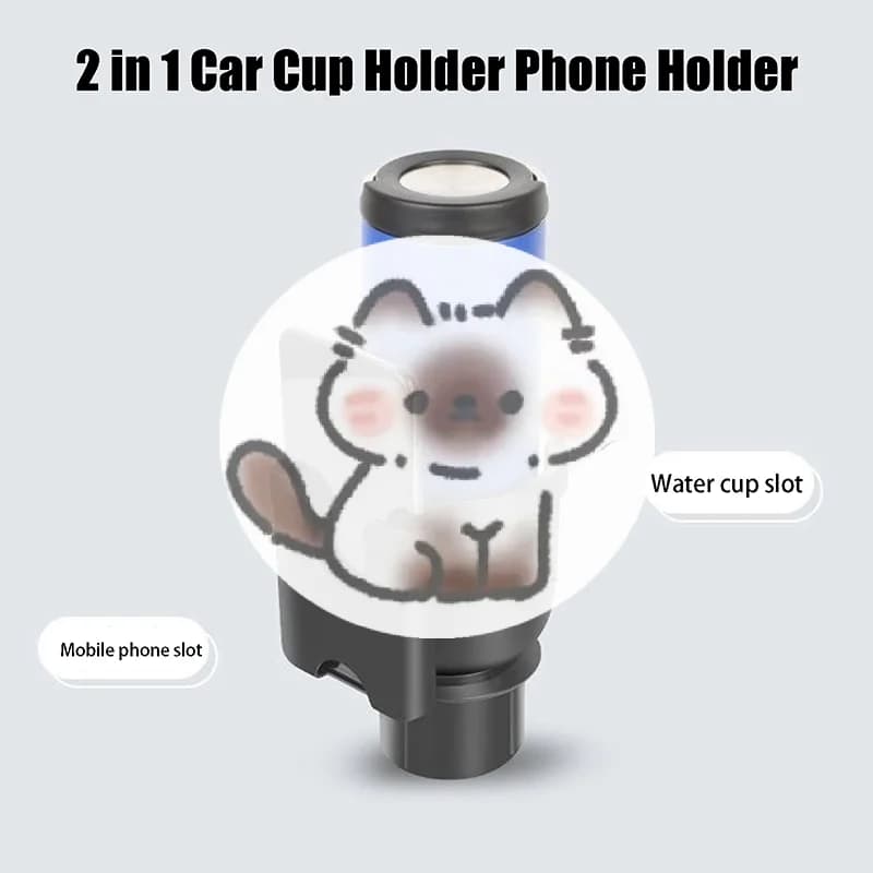 Portabicchieri per auto 2 in 1 con supporto per cellulare, adattatore espandibile per portabicchieri, supporto organizer multiuso per bottiglie e tazze