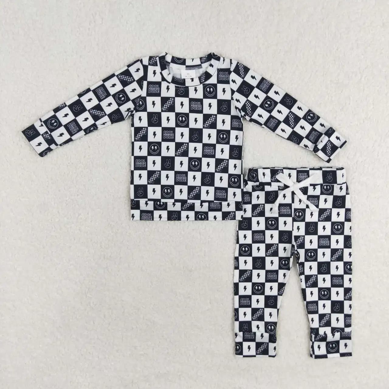 RTS neonati maschi bambino manica lunga nero schiarire magliette pantaloni per bambini autunno pigiama occidentale abiti set di vestiti