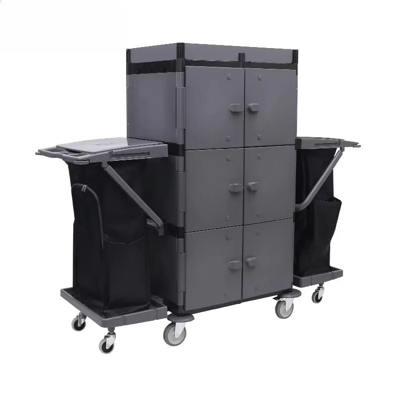 Carrello per Lavanderia e Pulizie di Grandi Dimensioni con Scomparto per Sacchi della Spazzatura