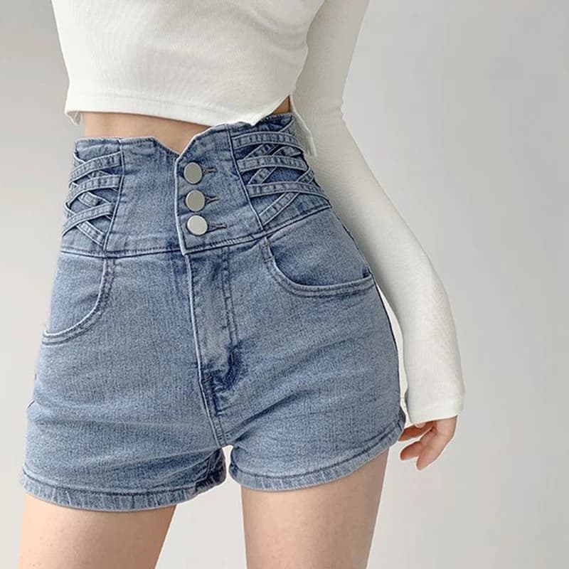 Shorts in Denim da Donna Estivi Chic a Vita Alta, Vendita Calda, Pantaloncini Sottili in Tinta Unita, Moda Ins, Pantaloni Corti Larghi