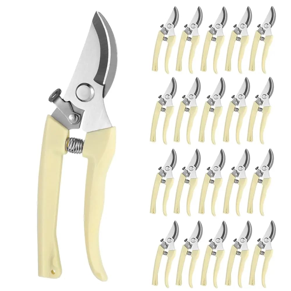 20 Pezzi Forbici da Potatura per Giardinaggio, Cesoie da Giardino Beige, Forbici Manuali Resistenti per Piante, Forbici a Bypass per Giardinaggio