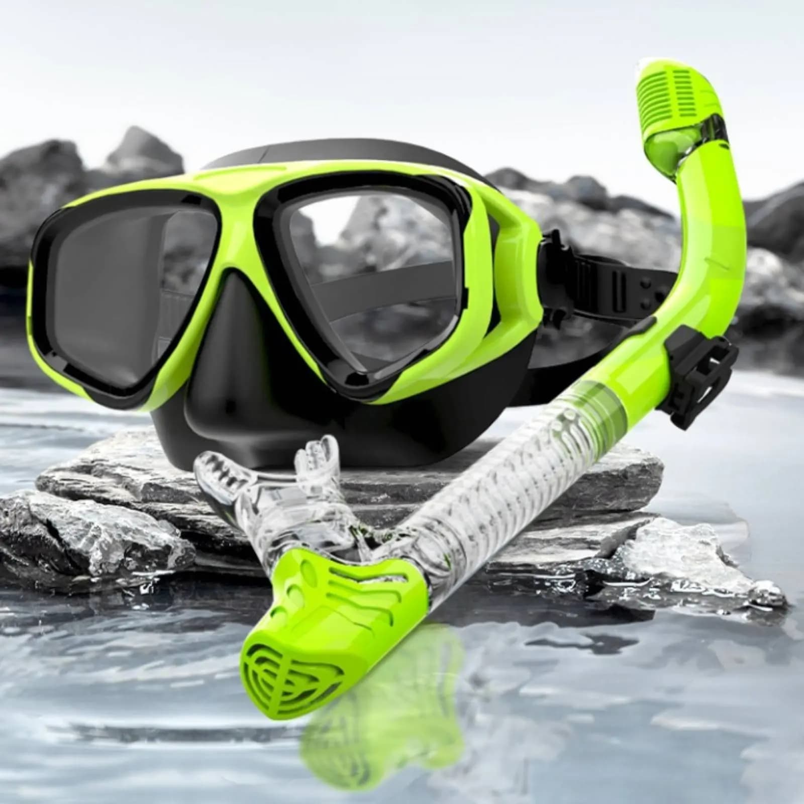 Dry Snorkel Mask Set Anti-Leak Mask and Snorkel Combo Water Sports Gear Comfortable Comfortable and Simple to Clean for Swimming