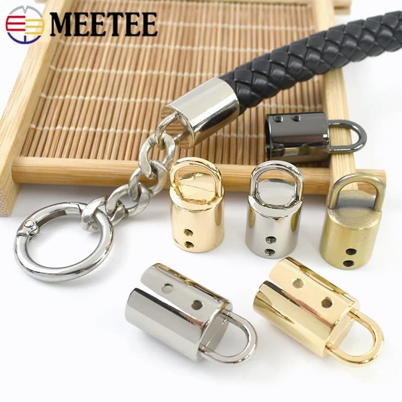 5-50 Pezzi Terminali per Cordoncini in Metallo da 11/14mm con Anello, Fibbie di Bloccaggio per Corda in Pelle, Fermagli per Cinghie Borsa, Accessori Fai da Te