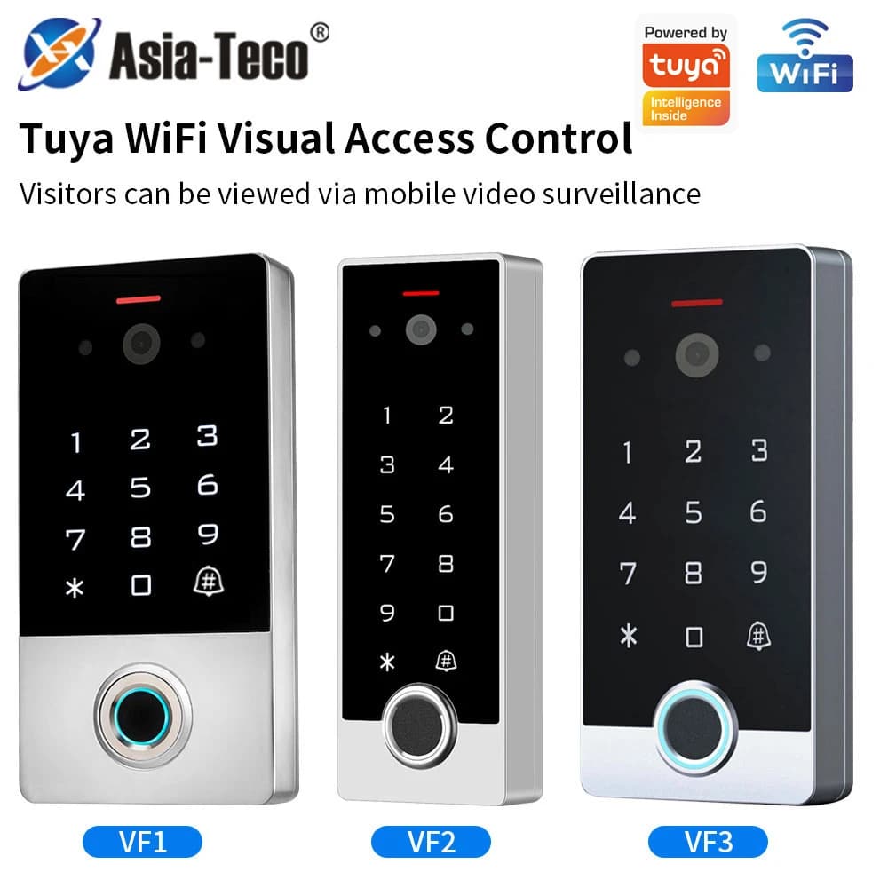 Videocitofono Tuya 1080P per sistema di controllo accessi domestici Tastiera di accesso con impronte digitali Wifi Apriporta e citofono senza monitor