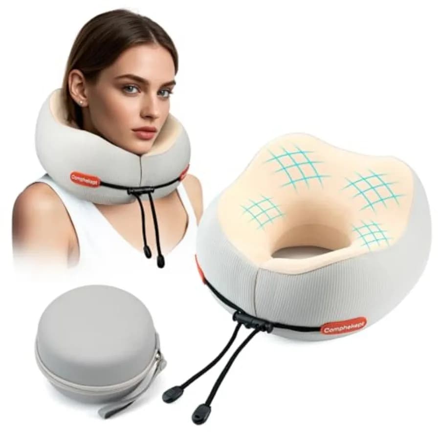 Thickened Travel Neck Pillow for Airplanes for Women, Adjustable Right Amount of Height 360° Support Memory Foam Neck Pillow, P