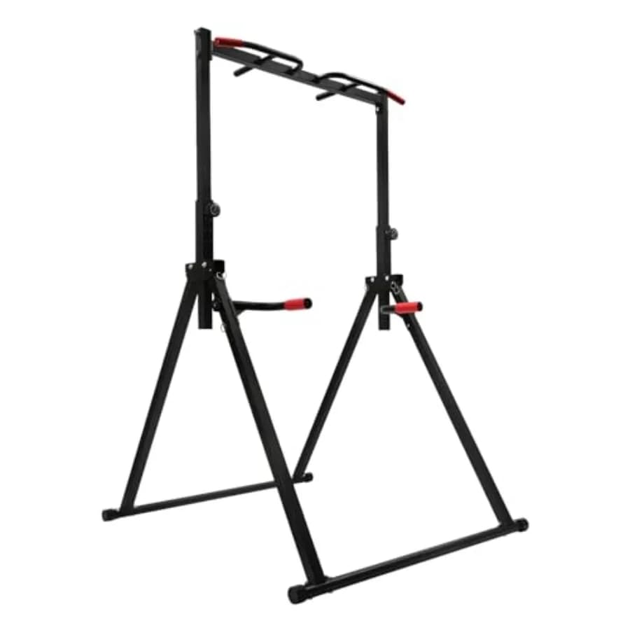Foldable triangular traction station, height adjustable multifunction tower for training, dip support.