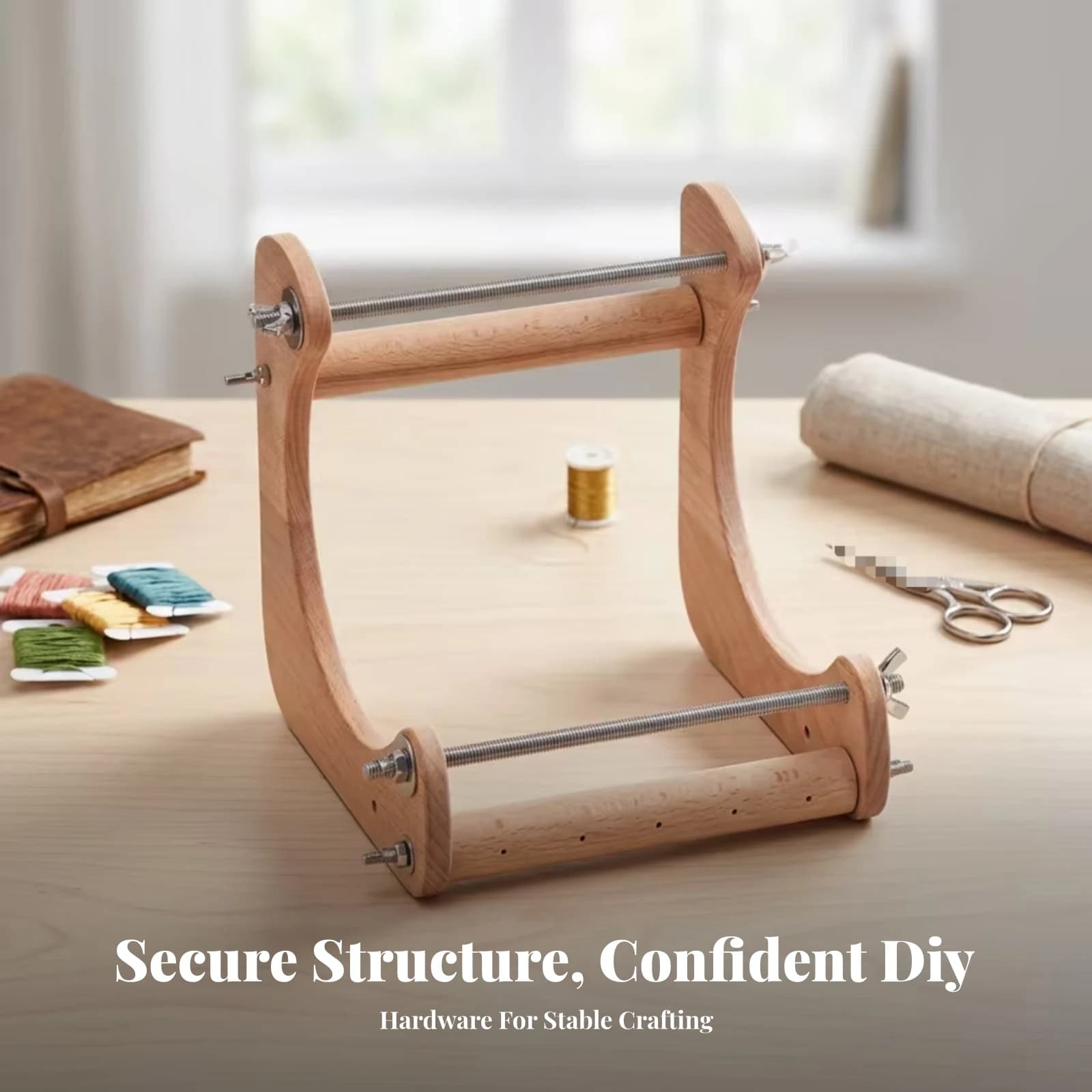 Durable Metal Hardware Wood Bead Loom Adjustable Work Area Sturdy Frame for Neat Bracelet Bead Weaving