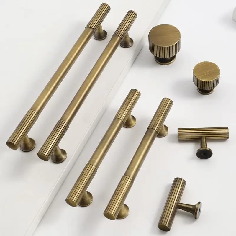 Antique Solid Brass Kitchen Cabinet Storage Knobs Long Bronze Cupboard Handles Wardrobe Closet Drawer Pulls Furniture Handles