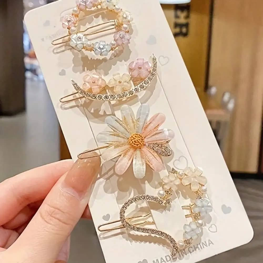 4 forcine per capelli a 4 petali, fermagli laterali alla moda in stile coreano, accessori per capelli da ragazza, fermagli per unghie