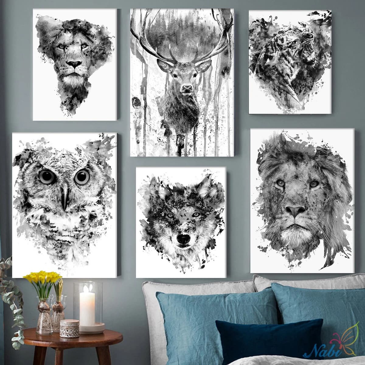 5D DIY Black White Animal Diamond Painting Lion Tiger Wolf Diamond Embroidery Rhinestone Living Room Decor Home Mosaic Art