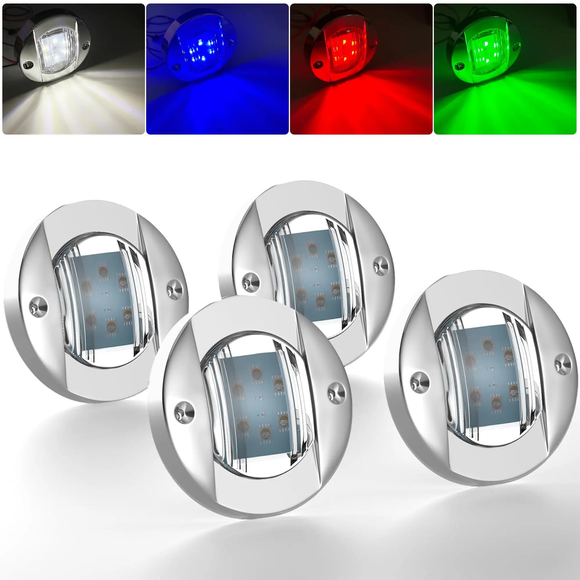 Luce di cortesia per barche marine rotonde da 3 pollici 6LED 12V Luci da ponte per ancoraggio poppa per yacht Gommone Barca a vela Pontoni Freighters
