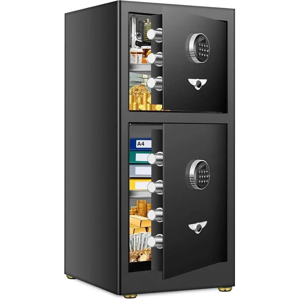 Cassaforte di Sicurezza XL Alta 35,4 Pollici con Doppia Porta, Scomparto Nascosto, Tastierino Digitale e Doppio Allarme per Casa o Ufficio