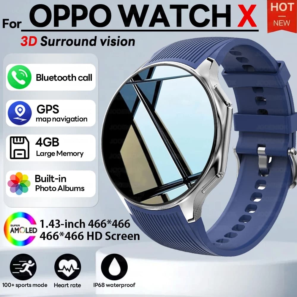 2025 New For OPPO Watch X Great Memory 4GB Watch Video Music TWS Headphones AMOLED HD Business High-end Smartwatch