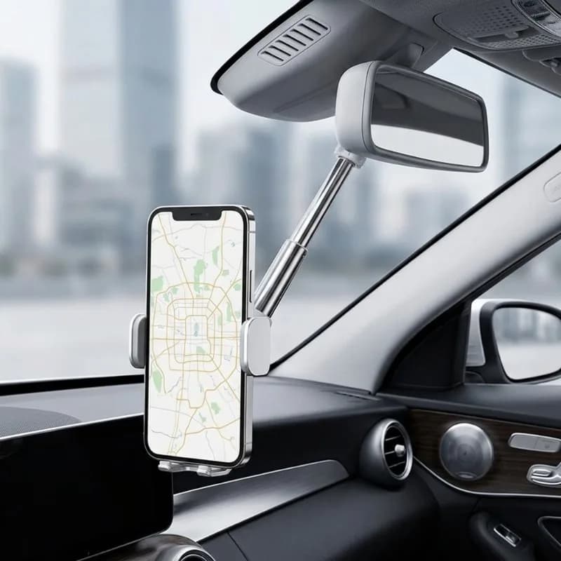 Universal 360° Rotating Car Rearview Mirror Mount Phone Holder Adjustable Stable GPS Navigation Phone Support for Car Daily Comm