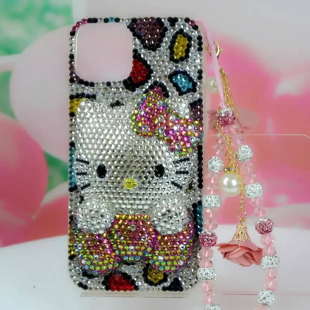 Sanrio Y2K Hello Kitty Iphone Phone Case for Iphone17 16 15Promax Rhinestones Anime Kawaii Girls Upscale Luxurious Festival Gift
