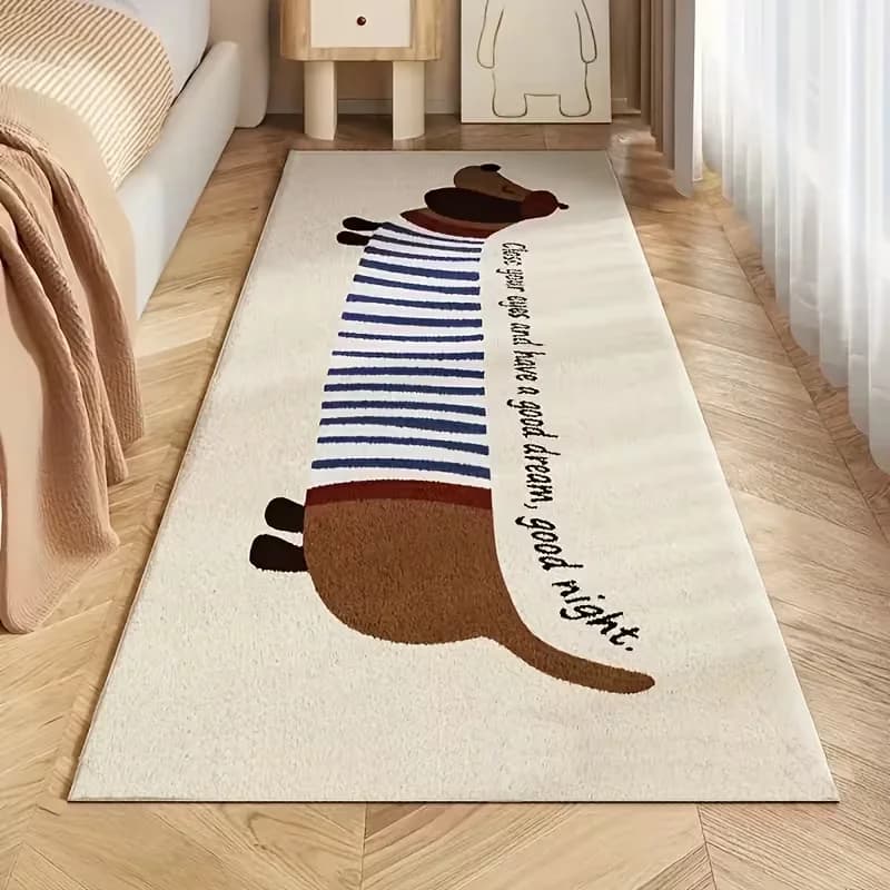 Tappeto a Forma di Cane Salchichetta, Bordo Decorativo, Adatto per Camera da Letto, Comodino, Soggiorno, Morbido e Caldo
