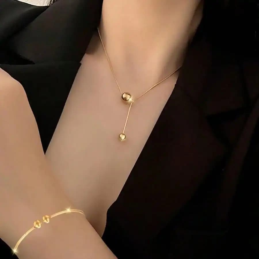 Two Piece Necklace, Fashionable Multi Bracelet and Double Ball Bracelet, the best choice for friends on vacation