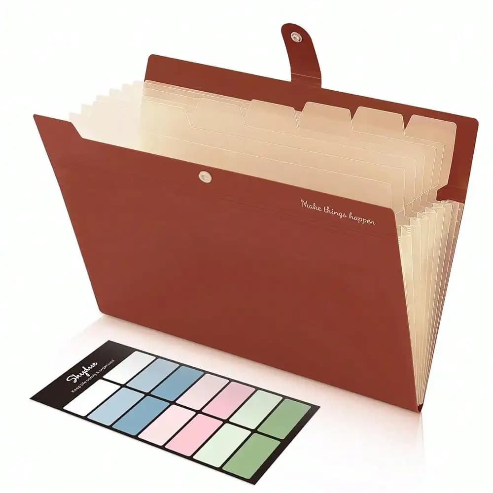 Organizzatore per Documenti a Fisarmonica, Cartelle Espandibili con 8 Tasche, Organizzatore Portatile per Documenti, Forniture per Casa, Università, Scuola e Ufficio, Formato Lettera, Grigio